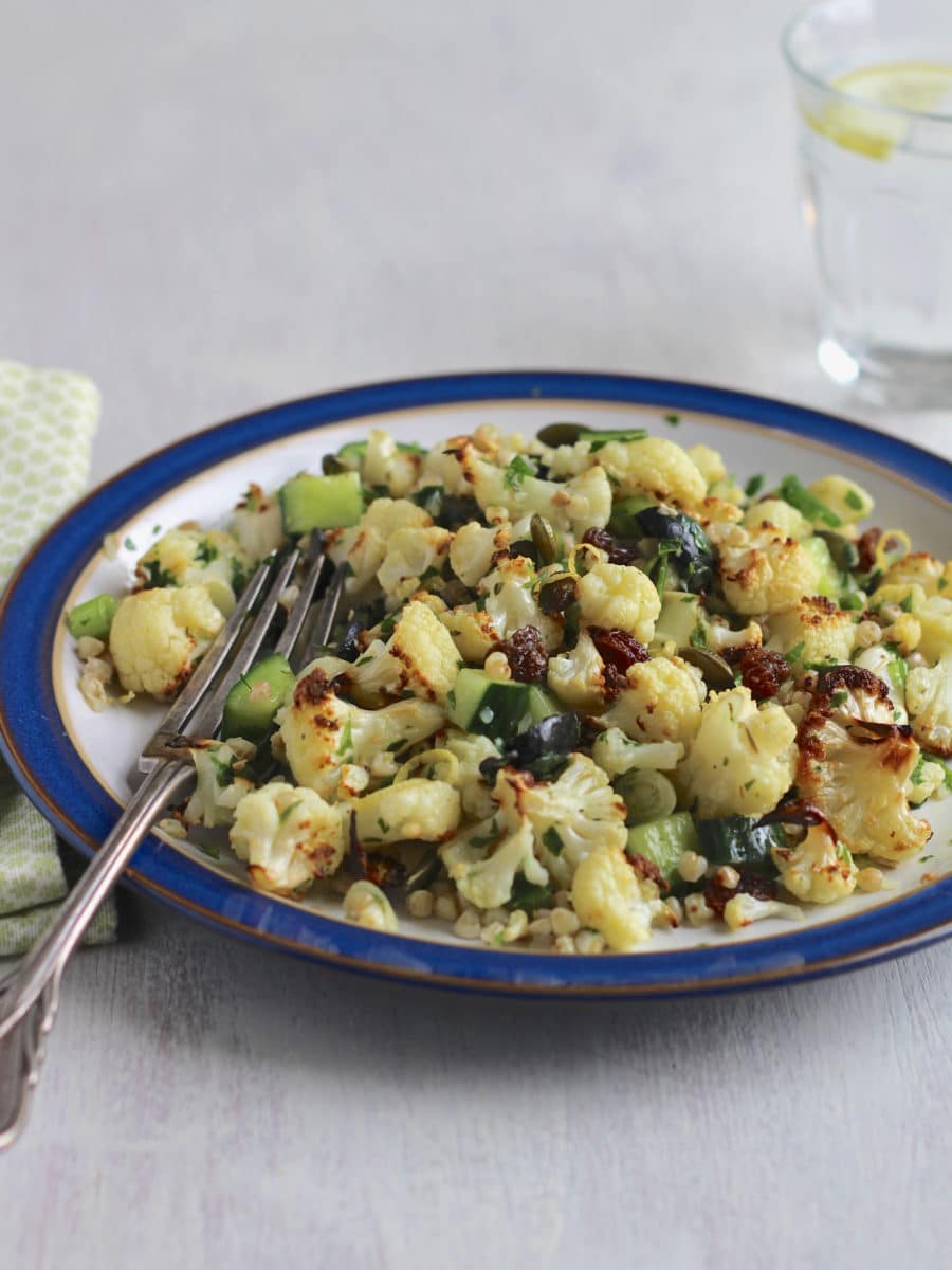 Roasted Cauliflower Buckwheat Salad with Olives & Capers