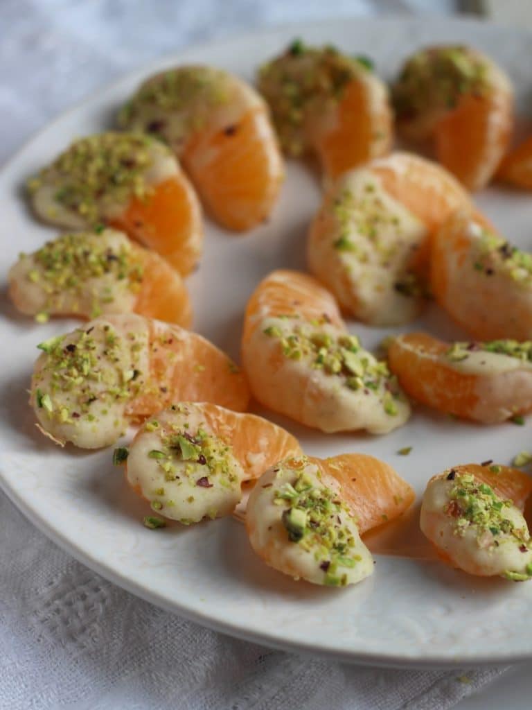 Cardamom White Chocolate Dipped Clementines Pistachio | Natural Kitchen Adventures
