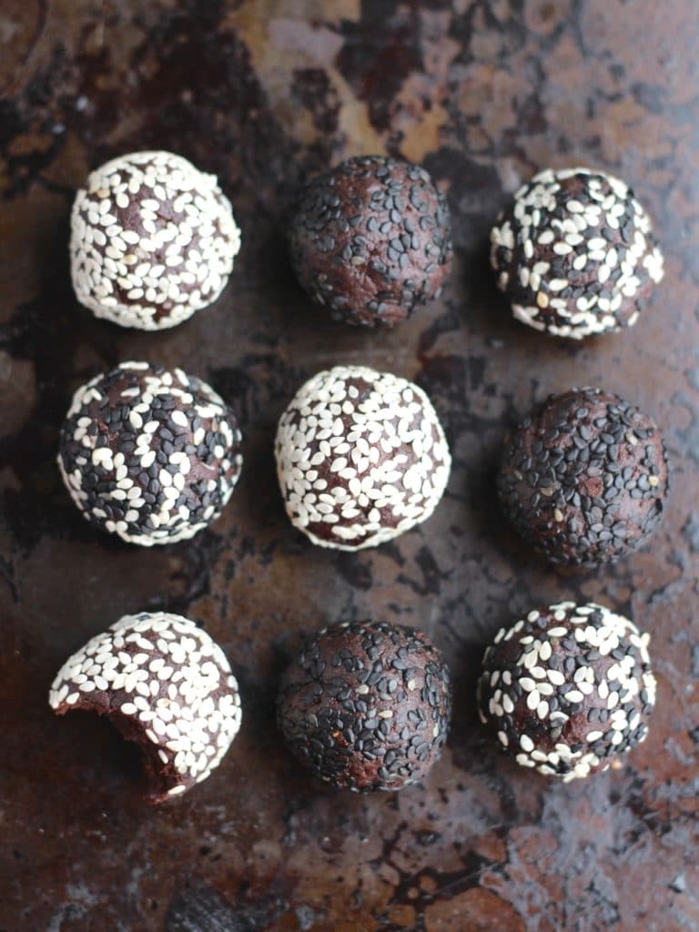 Chocolate Tahini Balls, nut free, gluten free, dairy free, vegan