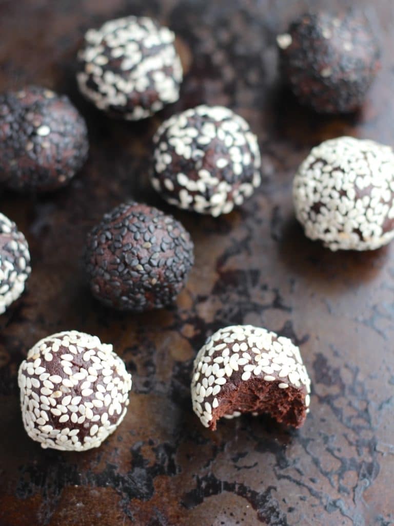 Chocolate Tahini Balls, nut free, gluten free, dairy free, vegan