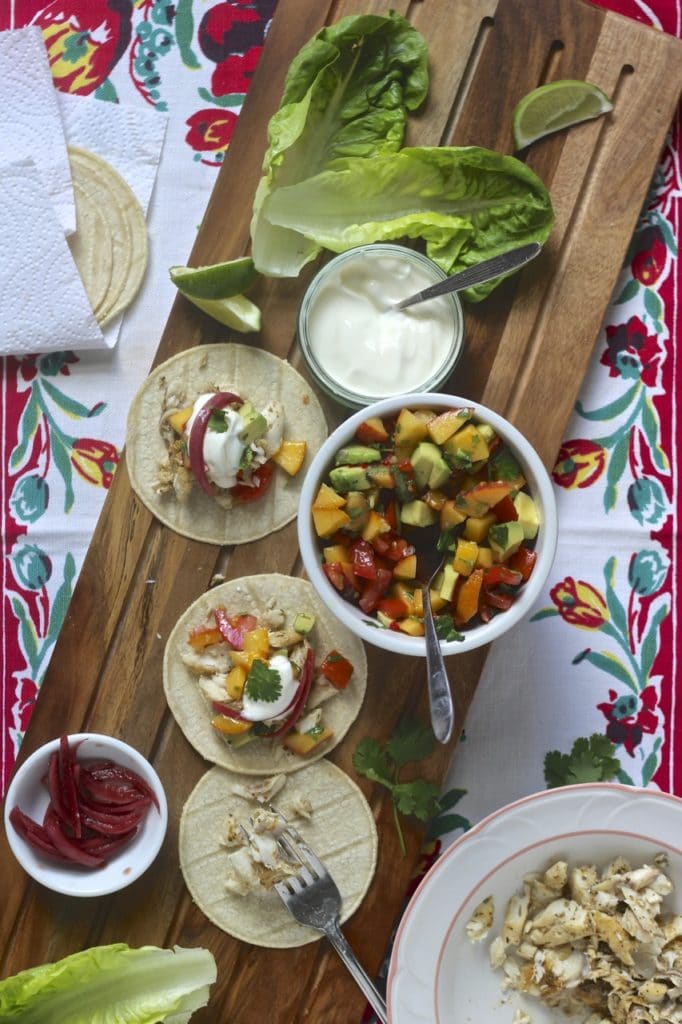 Fish Tacos with Peach Salsa | Natural Kitchen Adventures