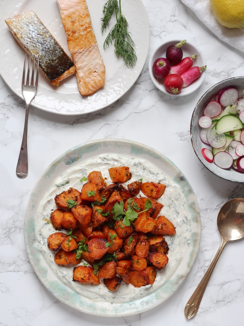 Sweet Roasted Carrots with Dill & Tahini Yoghurt