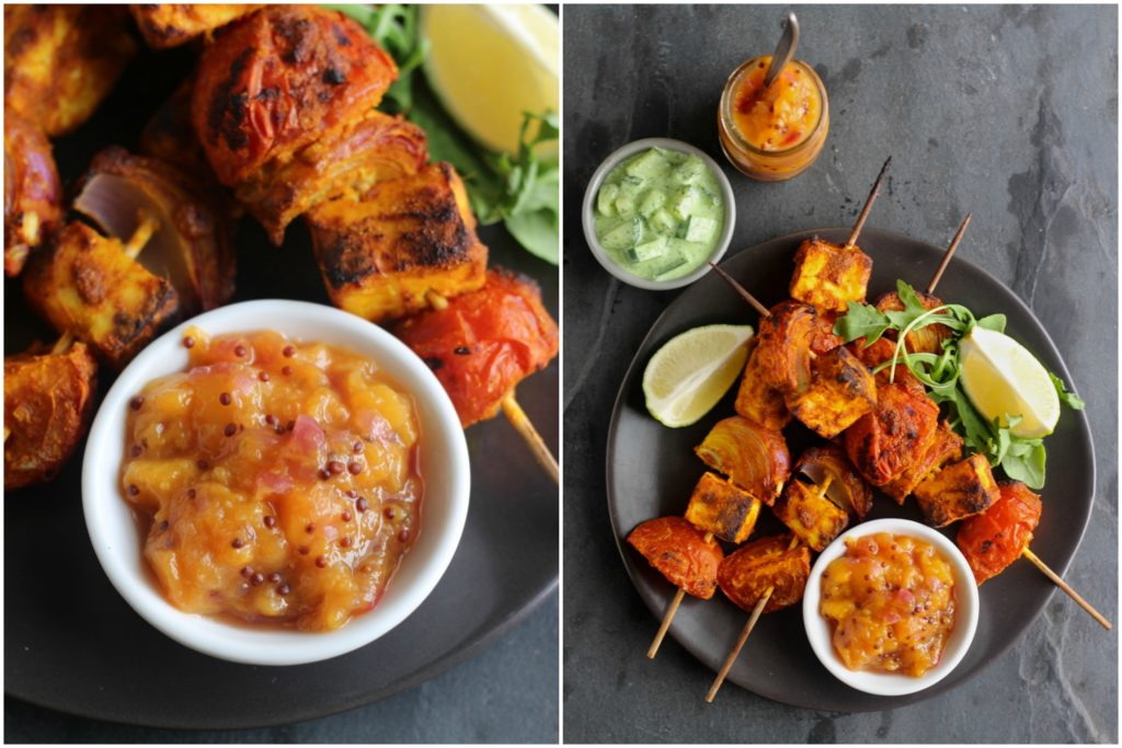 Paneer Tikka Kebab, Nectarine Chutney, Rocket Raita | Gluten Free, Vegetarian, BBQ | Natural Kitchen Adventures