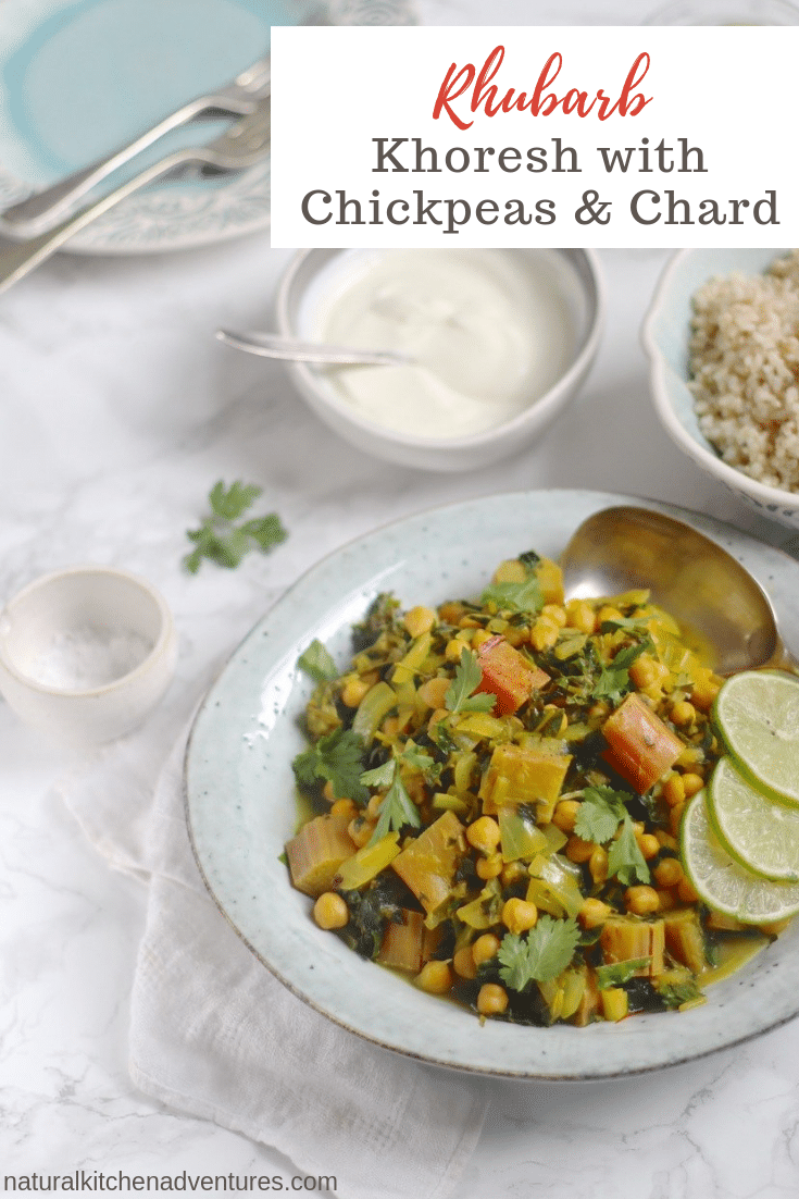 Rhubarb Khoresh with Chickpeas & Chard - Natural Kitchen Adventures