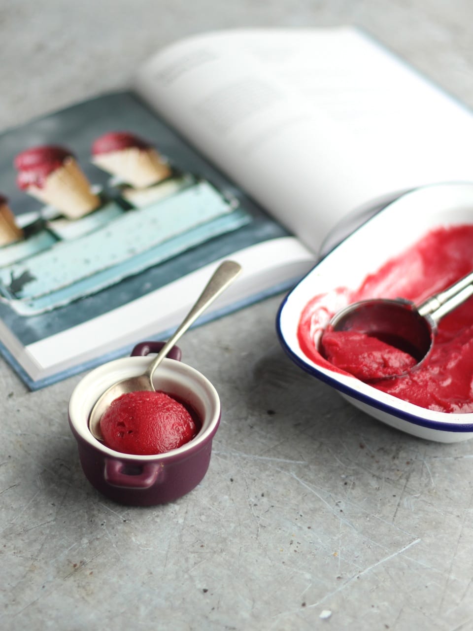 Vegan Beetroot and Vanilla Sorbet Recipe. Review of Veggie Desserts + Cakes Cookbook by Kate Hackworthy