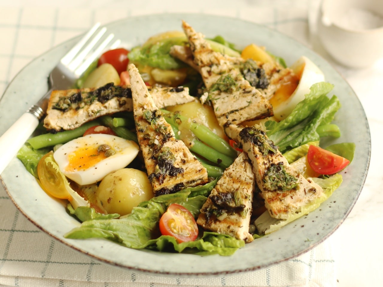 Tofu Nicoise Salad, a vegetarian or vegan take on this French Salad | Natural Kitchen Adventures 