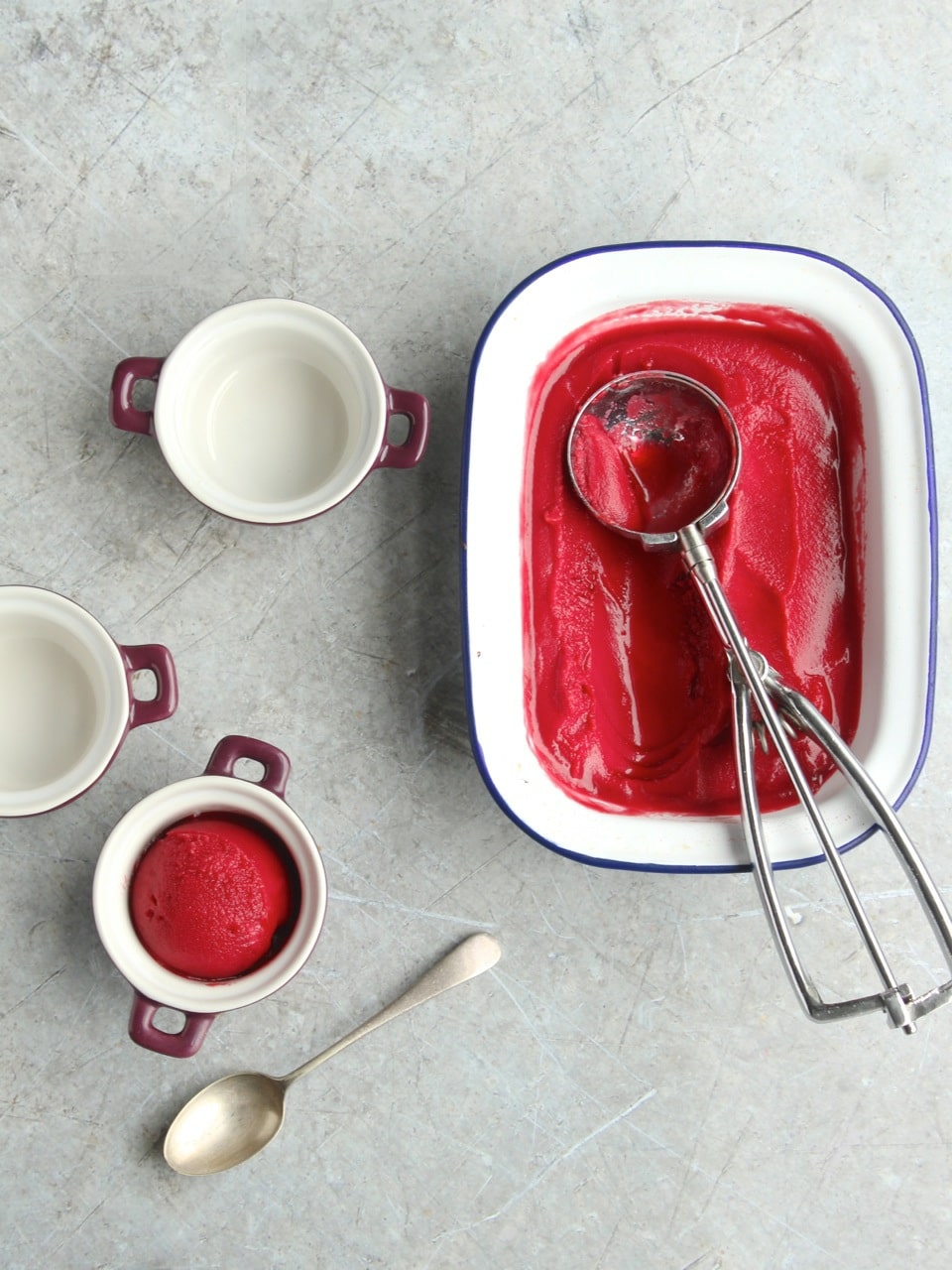 Vegan Beetroot and Vanilla Sorbet Recipe. Review of Veggie Desserts + Cakes Cookbook by Kate Hackworthy