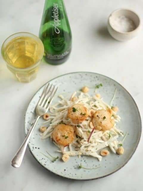 Scallops With Celeriac Apple Remoulade - Ceri Jones Chef