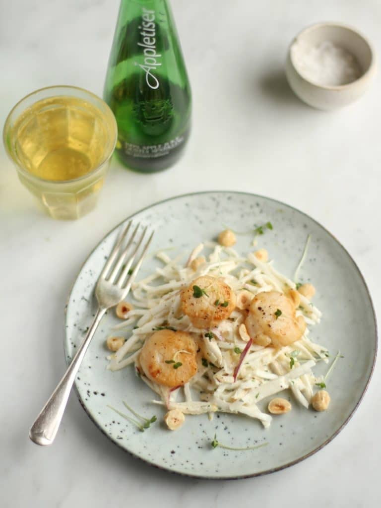 Celeriac Apple Remoulade with Scallops | Natural Kitchen Adventures