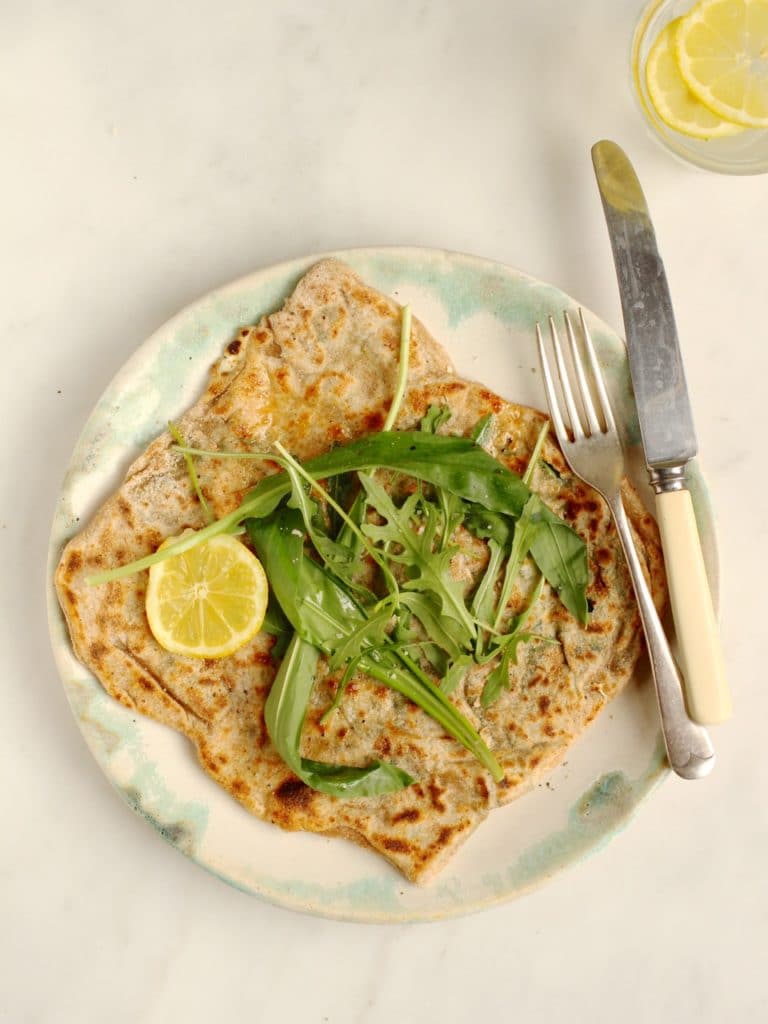 Wild Garlic, Rocket and Goat's Cheese Gozleme | from Henrietta Inman's The Natural Baker | Natural Kitchen Adventures 