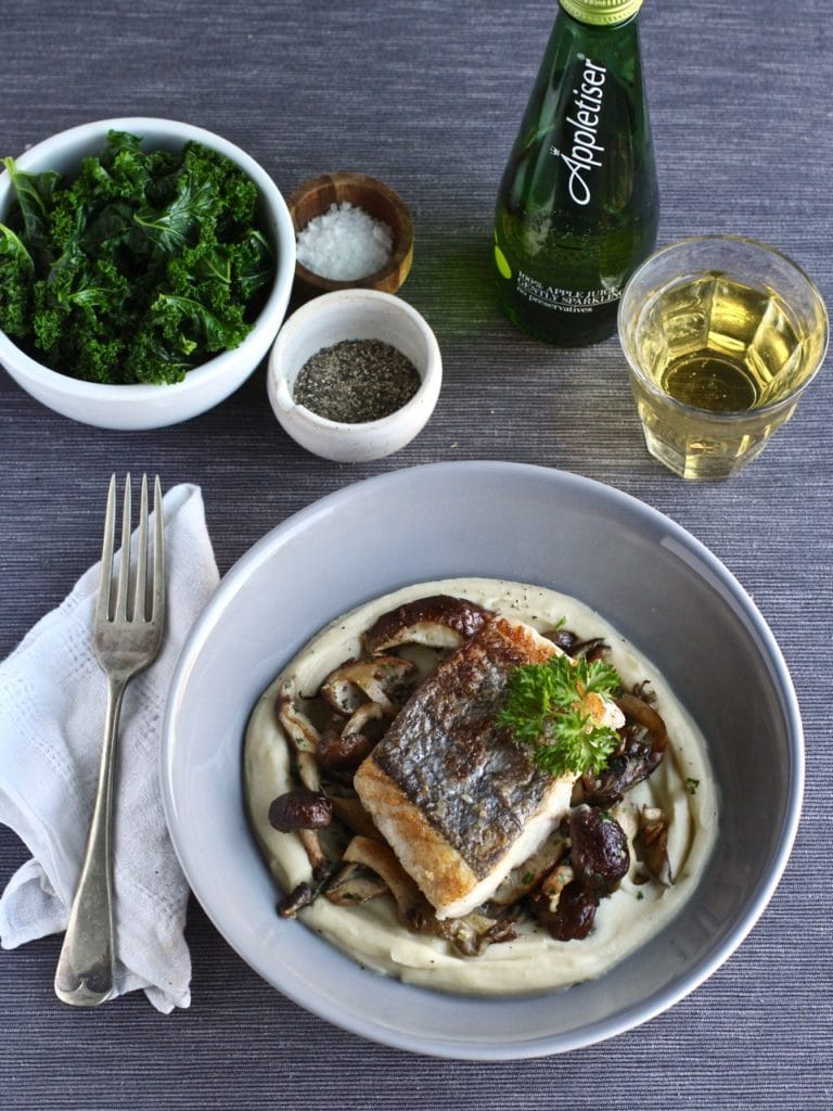 Celeriac Butter Bean Puree Wild Mushrooms Pan-fried Hake | Natural Kitchen Adventures 