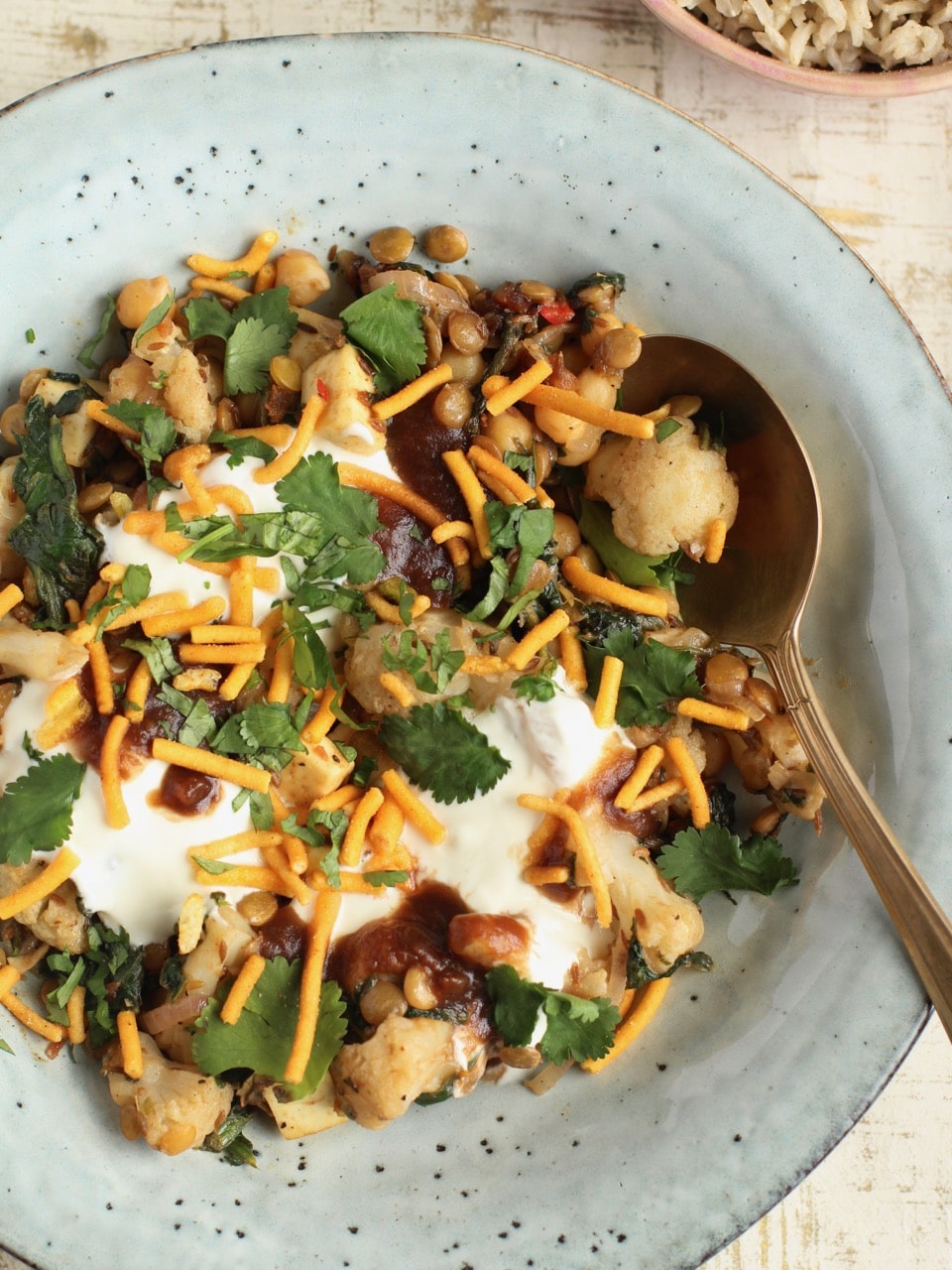 Chickpea spinach and paneer chaat bowl | Natural Kitchen Adventures 