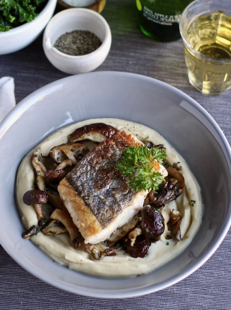 Celeriac Butter Bean Puree Wild Mushrooms Pan-fried Hake | Natural Kitchen Adventures 