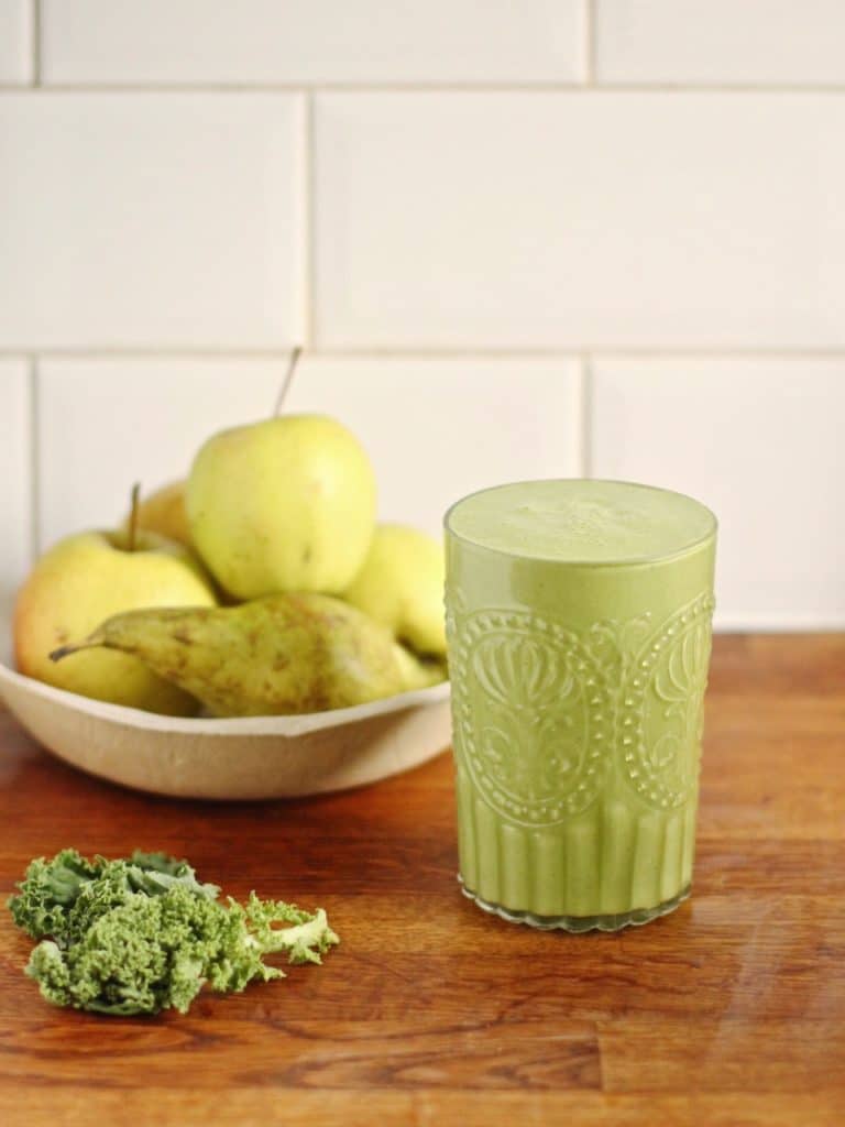 Pear Almond Kale Smoothie | Natural Kitchen Adventures 