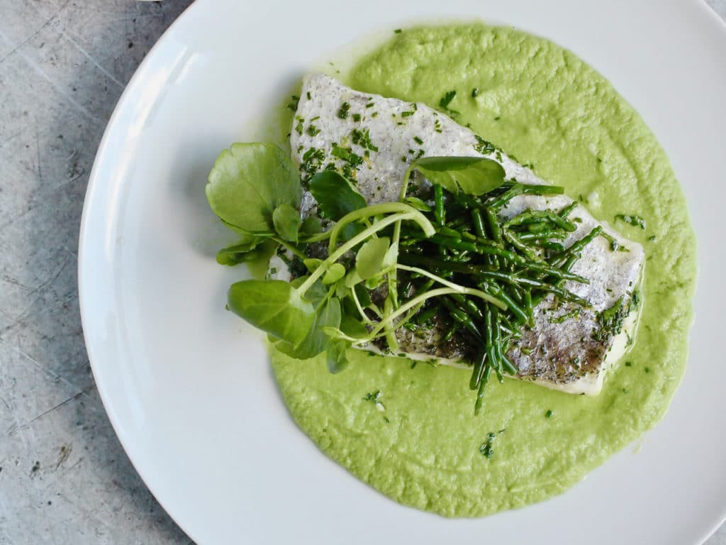 Herb Baked Fish Pea Puree Samphire | Natural Kitchen Adventures 