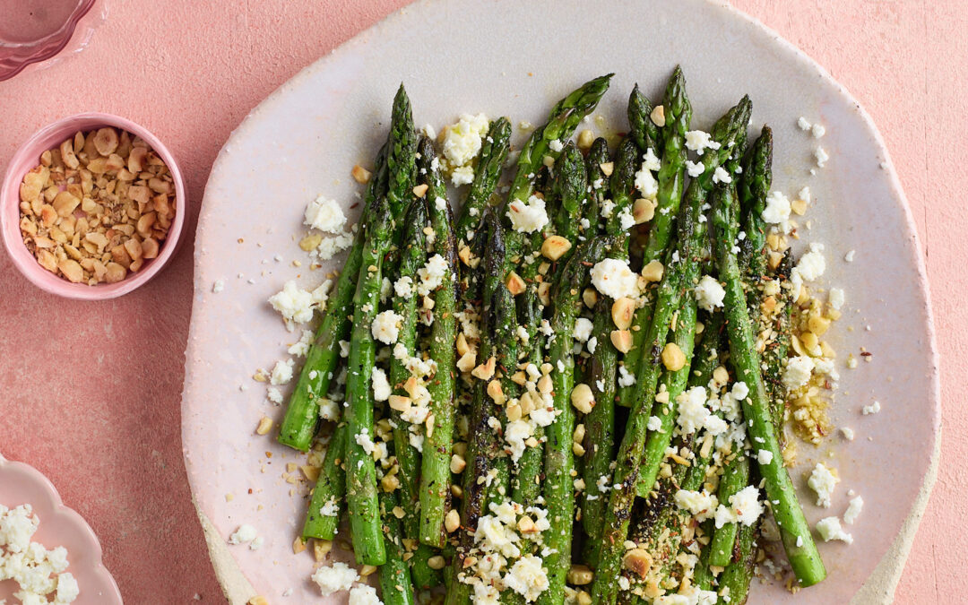Blistered Asparagus with Feta and Dukkah Inspired Mix